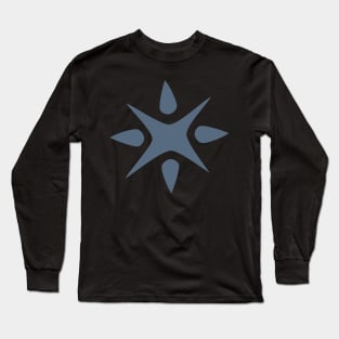 Large Geometric abstract snowflake in steel blue Long Sleeve T-Shirt